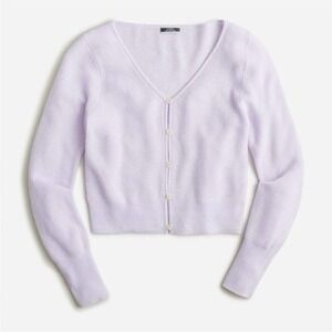 J.Crew featherweight cashmere cropped cardigan sweater in a light purple M